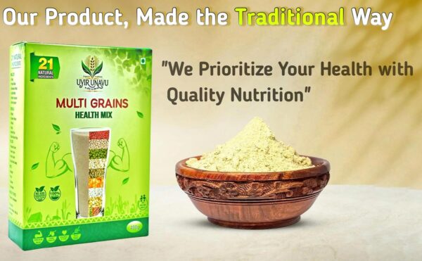 Uyir Unavu Multi Grains Nutrient Rich Health Mix Powder | 21 healthful Natural Ingredients | 100% Natural, Tasty & Nutritious | Rich in Fiber & High Protein | 400g pack